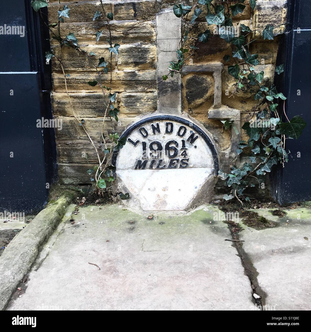 London milestone in Haworth, Yorkshire Stock Photo