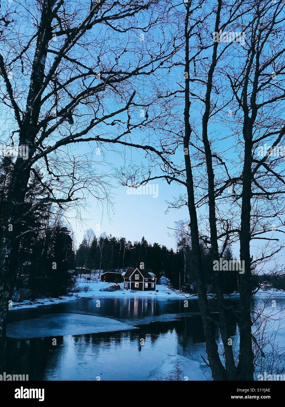 Idyllic lake in Sweden - Smartphone Captured Stock Image