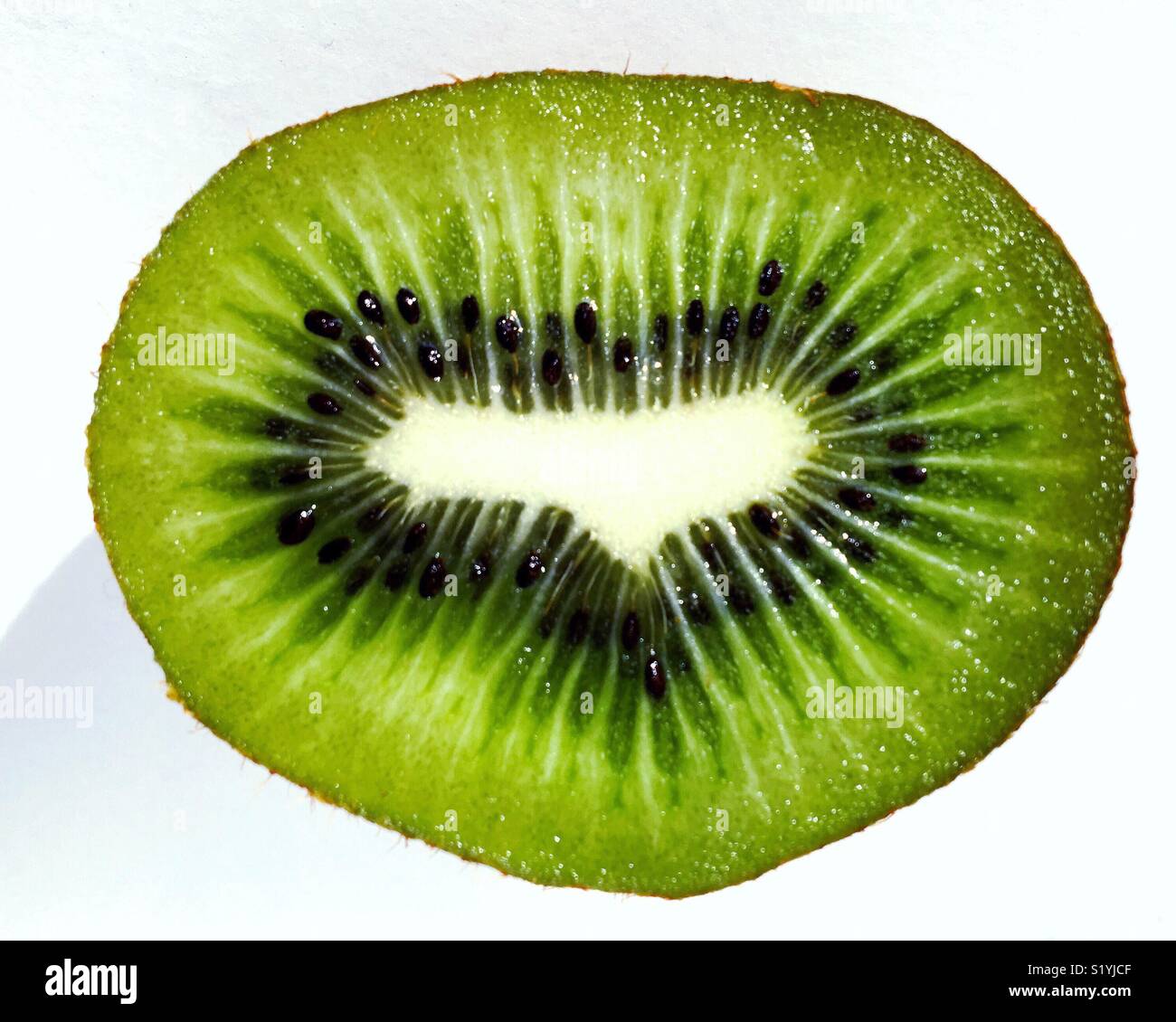 Half of a kiwi fruit on white background. - Smartphone Captured Stock Image