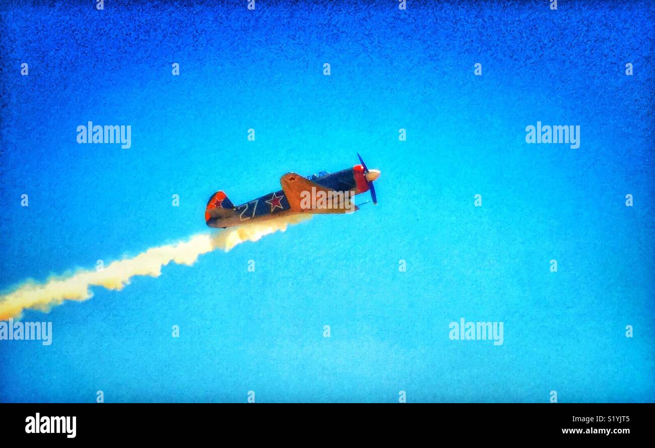 Smoke trails at an air show , Red Baron - Smartphone Captured Stock Image