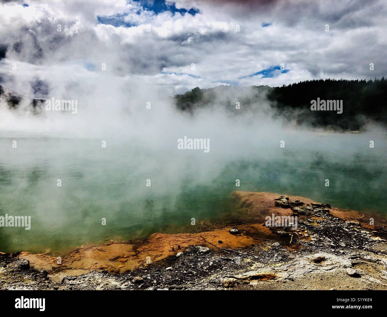 Champagne Pool at Thermal Wonderland, Waiotapu, New Zealand - Smartphone Captured Stock Image
