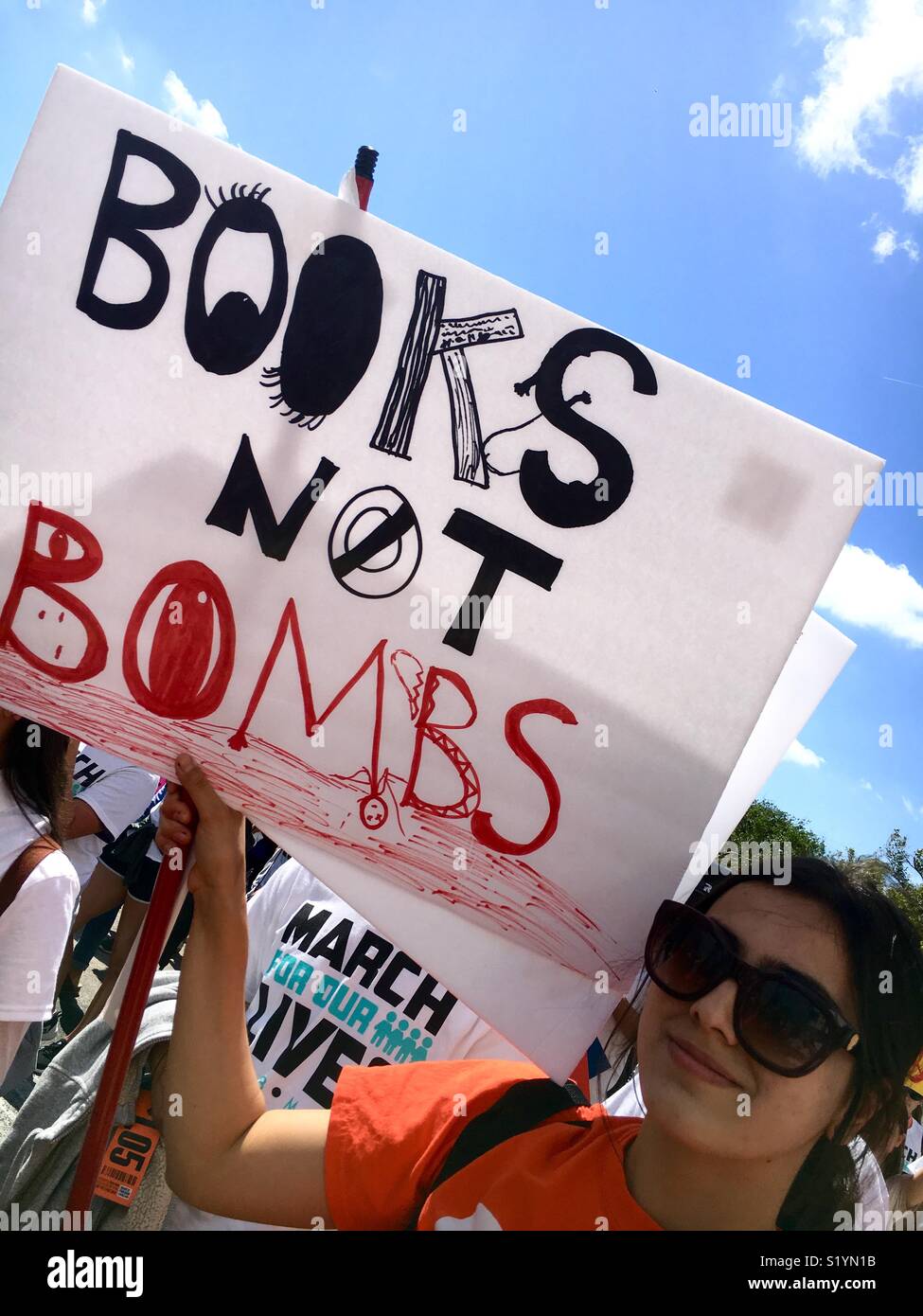 Miami Beach Florida “March For Our Lives.”  March 24, 2018 protest after Parkland, Florida school shootings. - Smartphone Captured Stock Image
