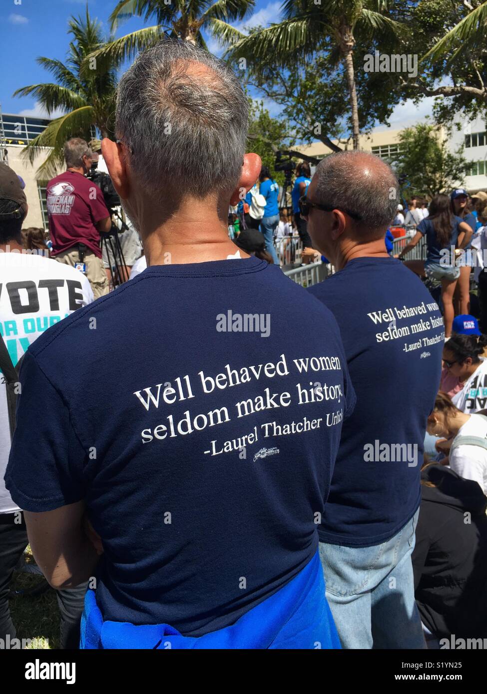 Miami Beach Florida “March For Our Lives.”  March 24, 2018 protest after Parkland, Florida school shootings. - Smartphone Captured Stock Image