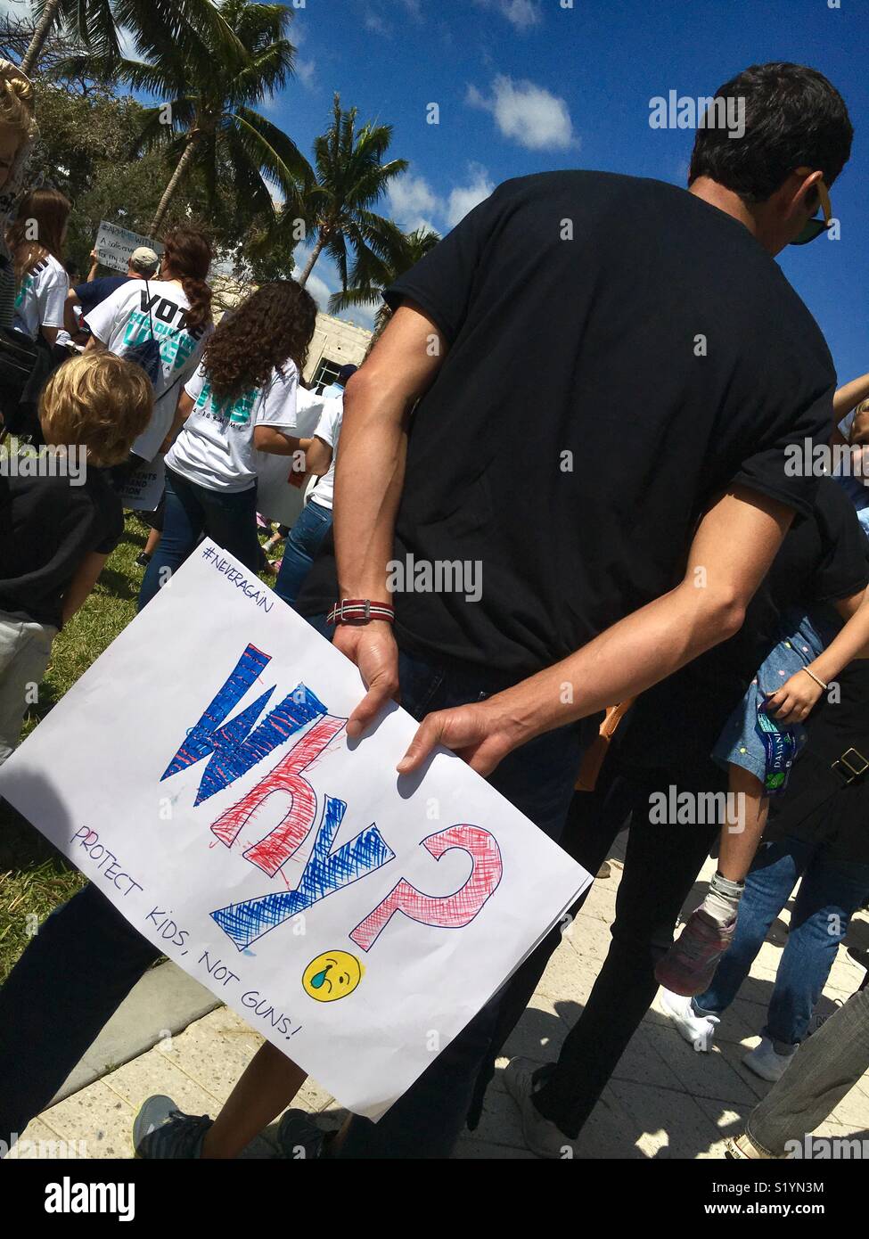 Miami Beach Florida “March For Our Lives.”  March 24, 2018 protest after Parkland, Florida school shootings. - Smartphone Captured Stock Image