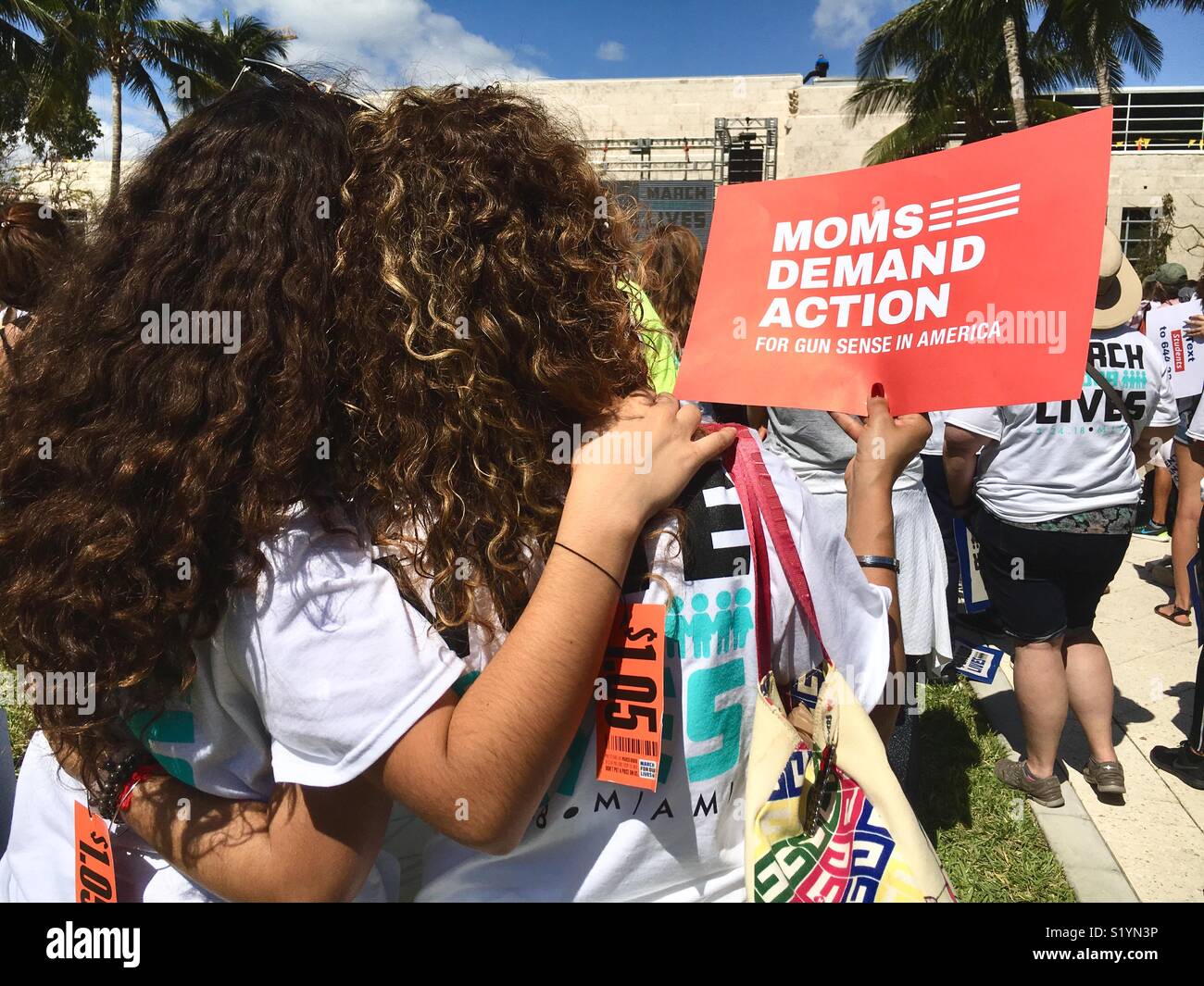 Miami Beach Florida “March For Our Lives.”  March 24, 2018 protest after Parkland, Florida school shootings. - Smartphone Captured Stock Image