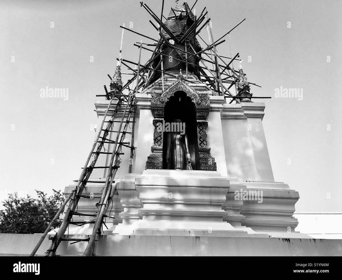 Restoration of a temple , Chiang Mai - Smartphone Captured Stock Image