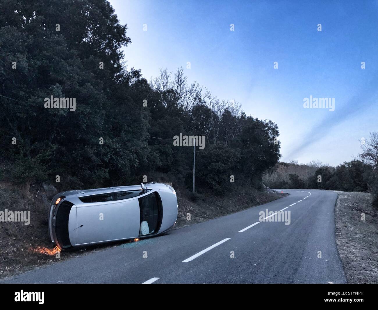 Car crash France - Smartphone Captured Stock Image