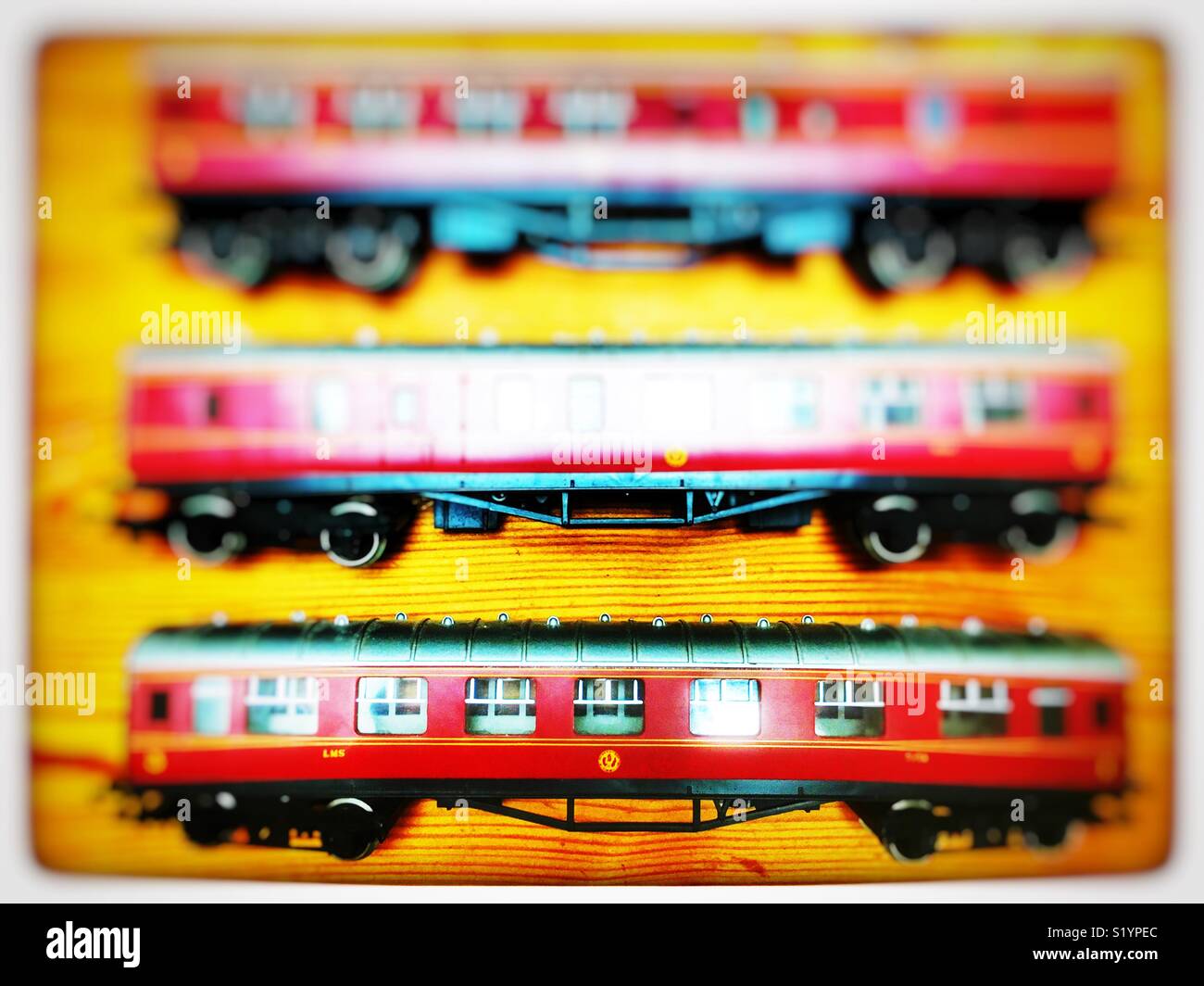 Hornby LMS Railway coaches - Smartphone Captured Stock Image