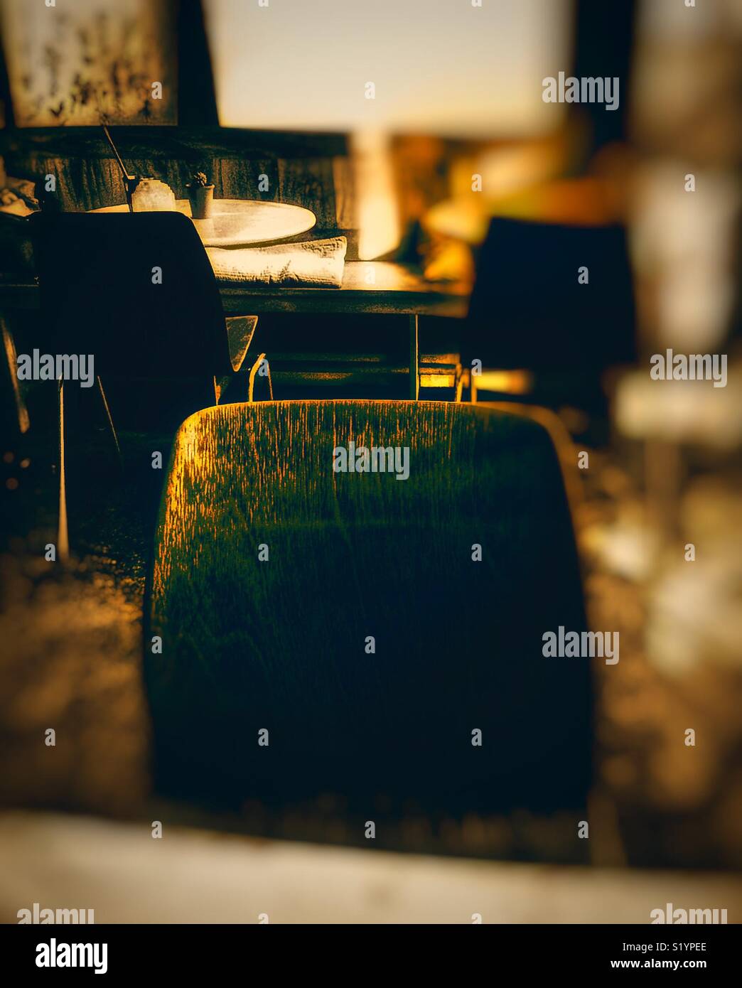 Chair in empty restaurant - Smartphone Captured Stock Image
