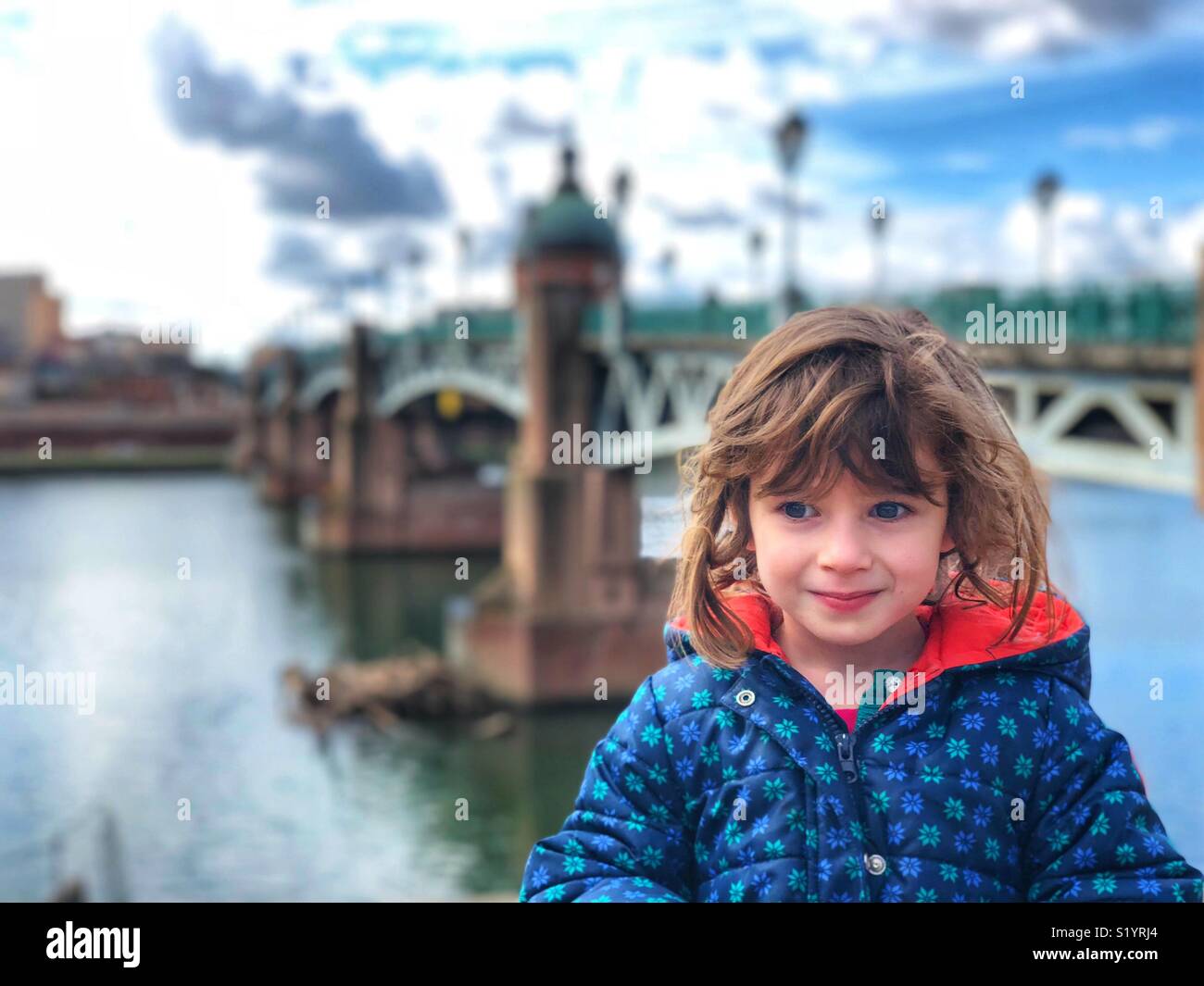 Beautiful 3 year old girl portrait Toulouse France - Smartphone Captured Stock Image