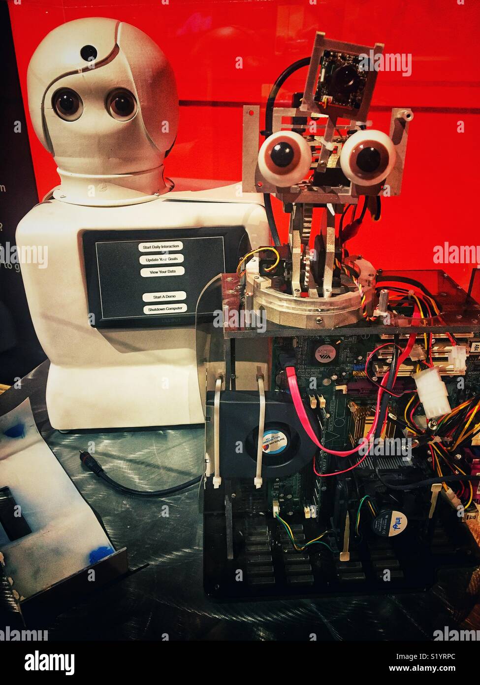 Robots at the AI exhibit at MIT Museum, Boston. May, 2017 - Smartphone Captured Stock Image