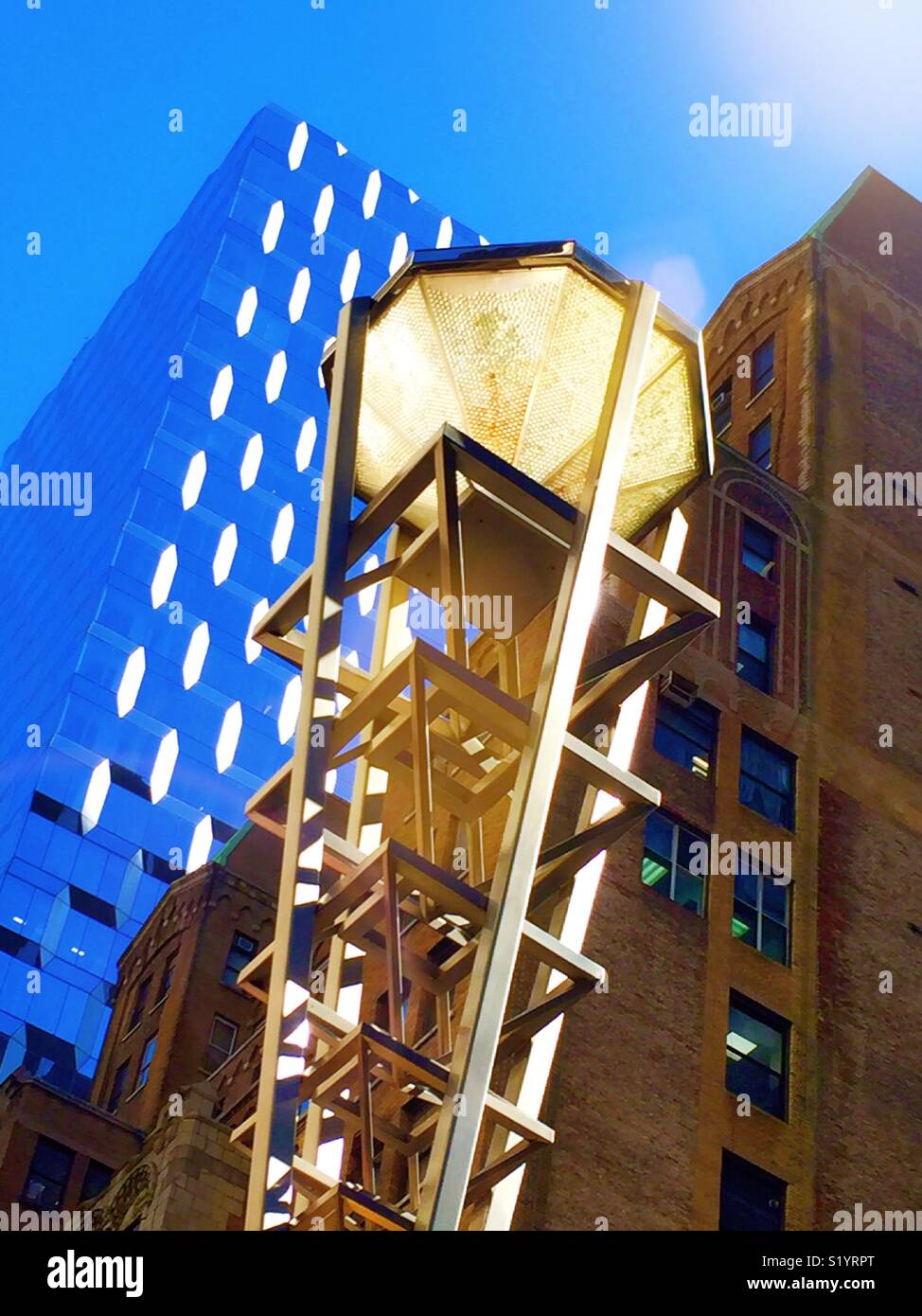 Diamond district light stanchion on sixth Avenue and 47th St., New York City, USA - Smartphone Captured Stock Image