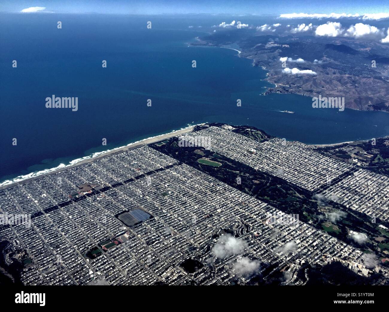 San Francisco, California from the sky. - Smartphone Captured Stock Image