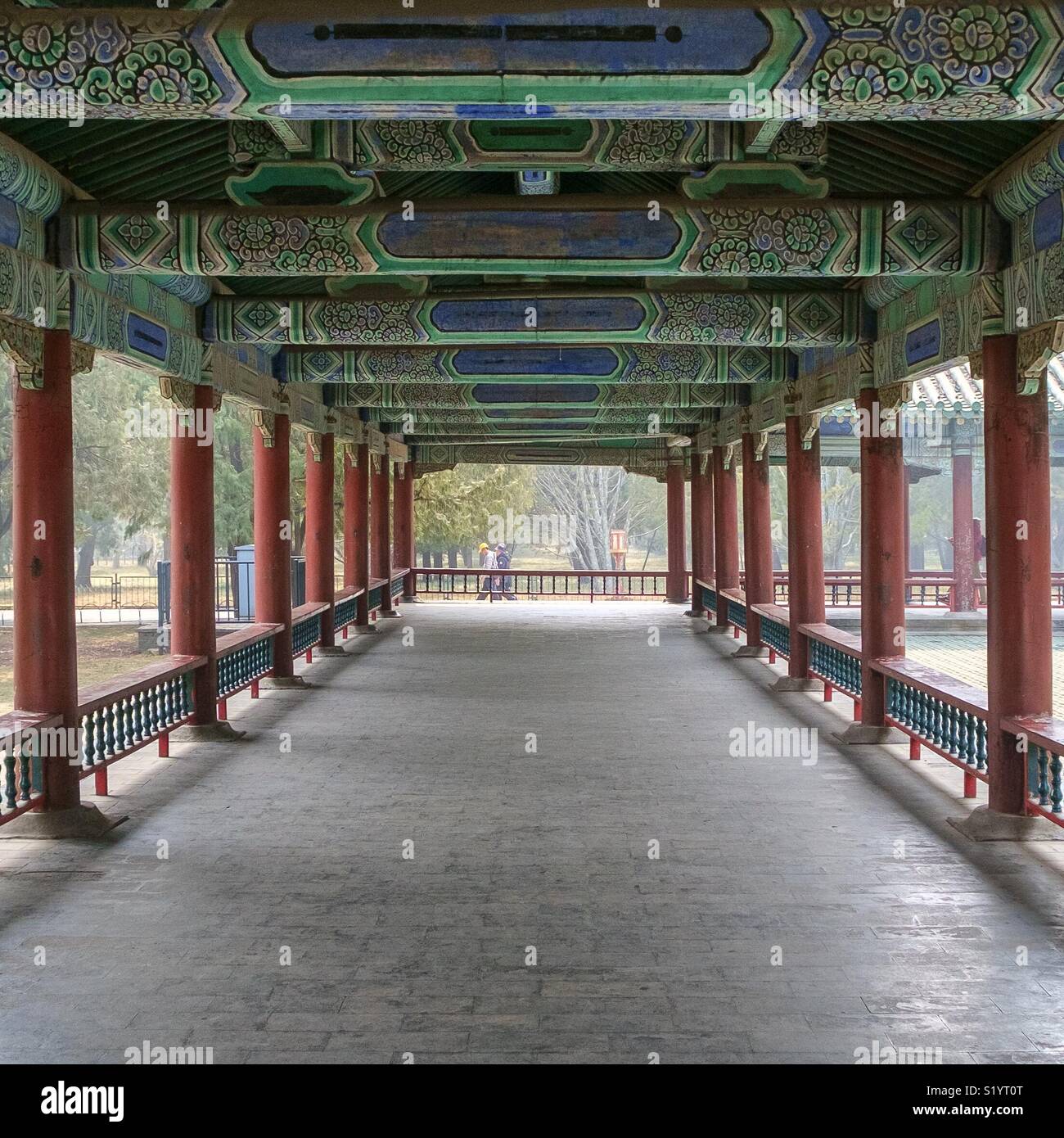 Long Corridor at the Temple of Heaven. - Smartphone Captured Stock Image