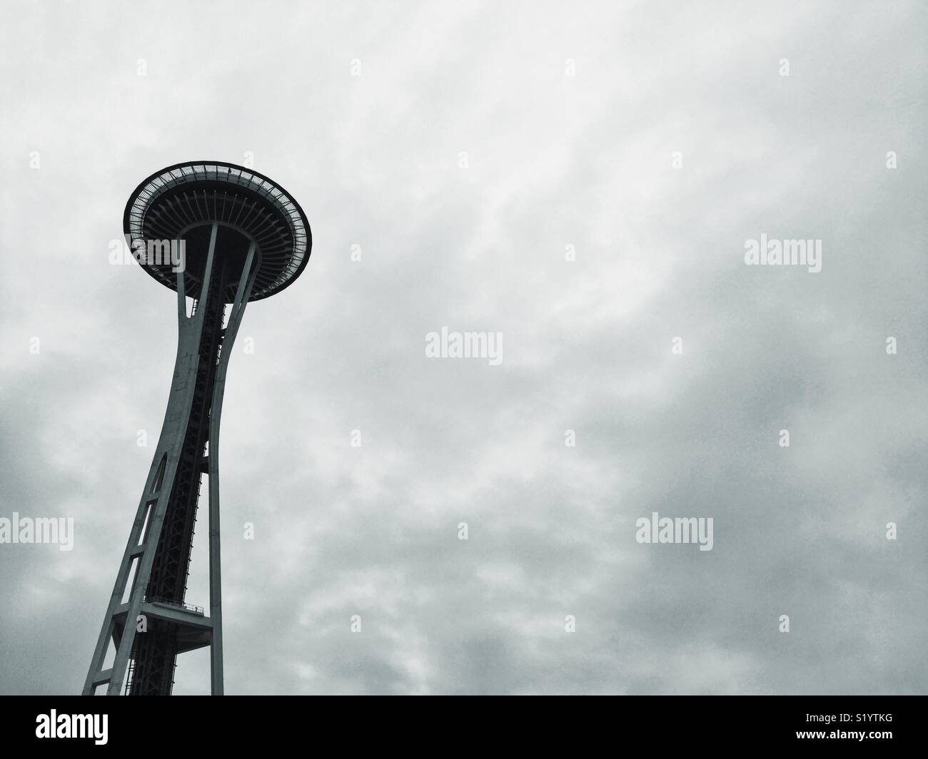 Iconic Space Needle in Seattle - Smartphone Captured Stock Image