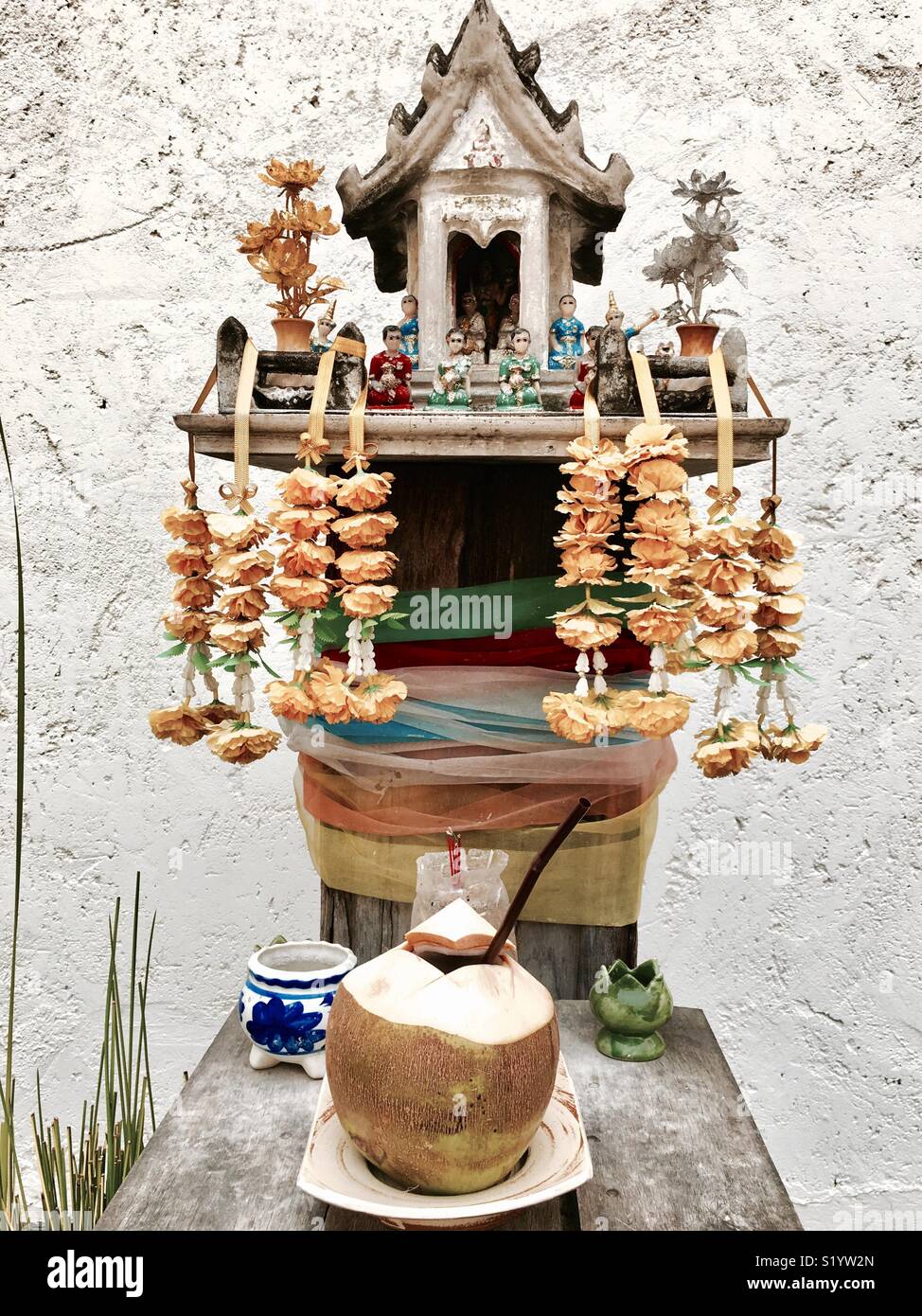 Miniature Buddhist temple , Chiang Mai, Thailand - Smartphone Captured Stock Image