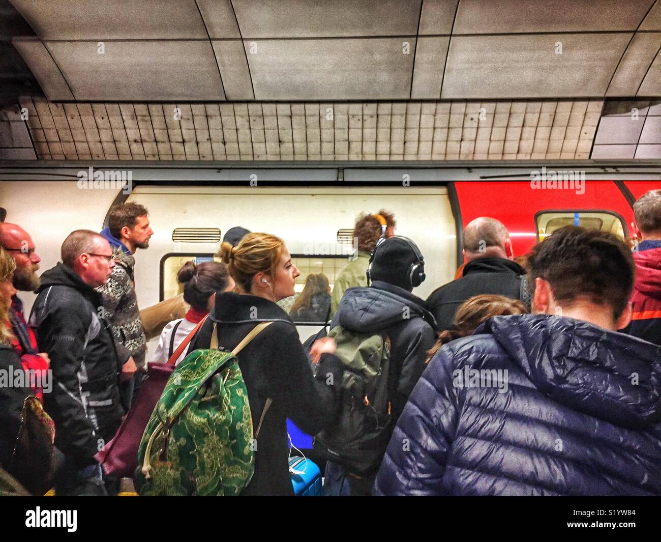 Crowd on the tube - Smartphone Captured Stock Image