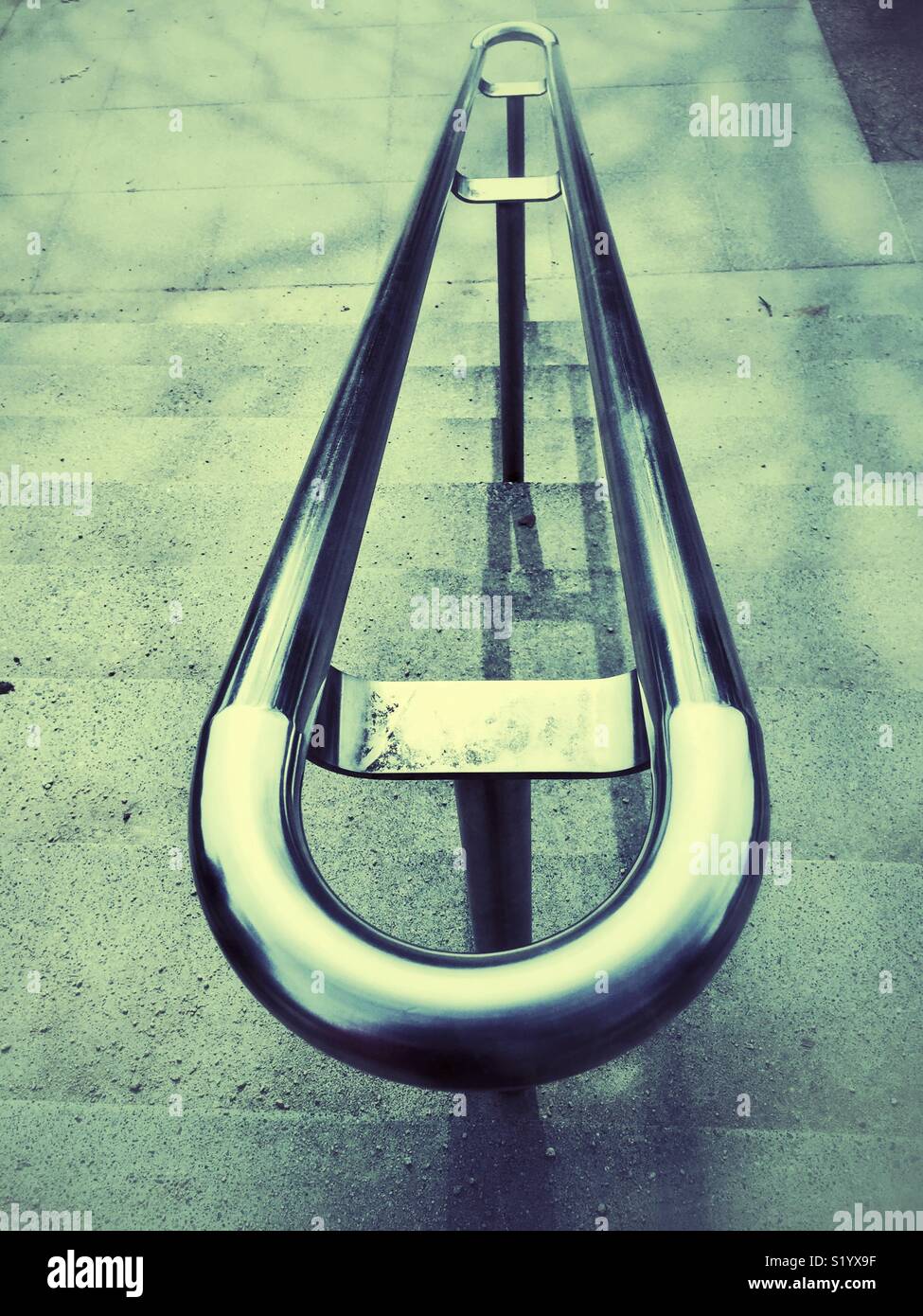 Hand rail on stairs in the park - Smartphone Captured Stock Image