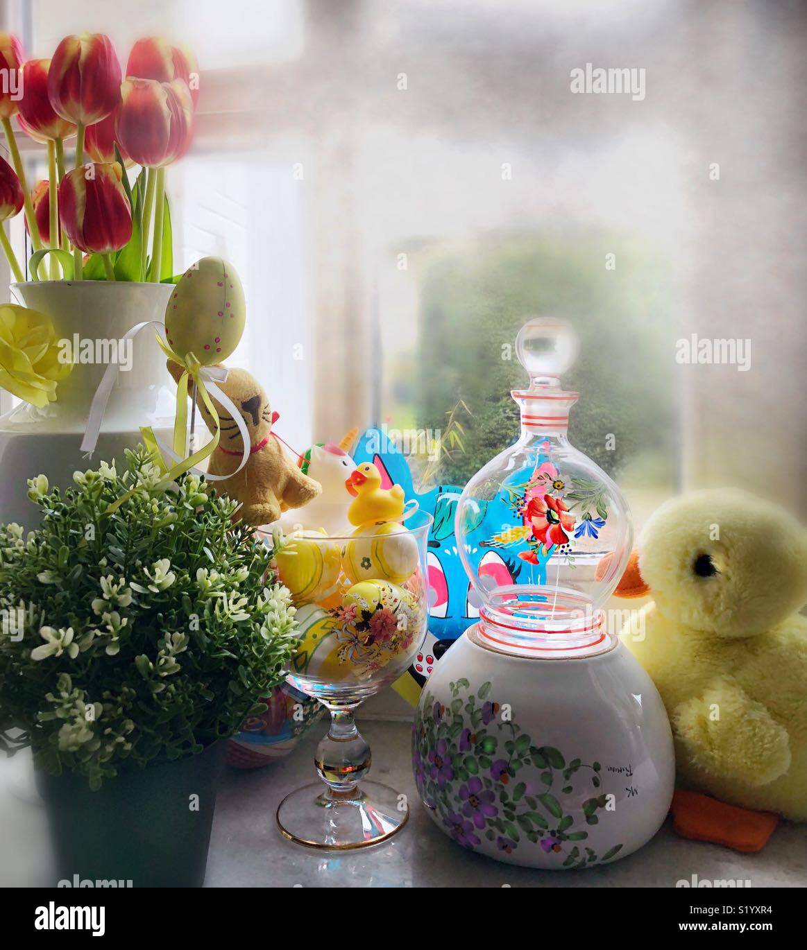 Assembly of easter deco. - Smartphone Captured Stock Image