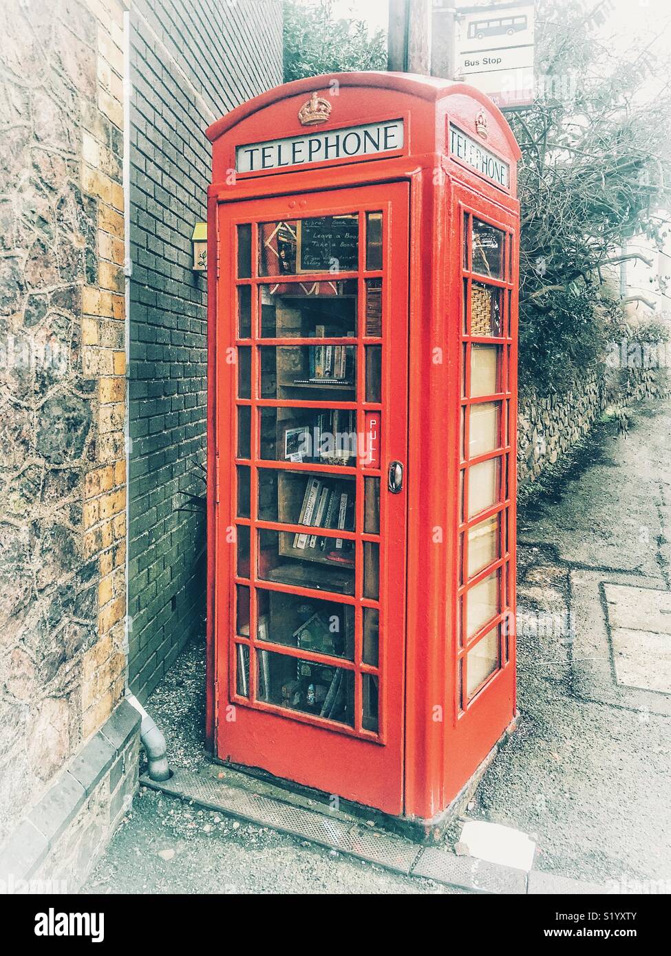 Phone box library Stock Photo