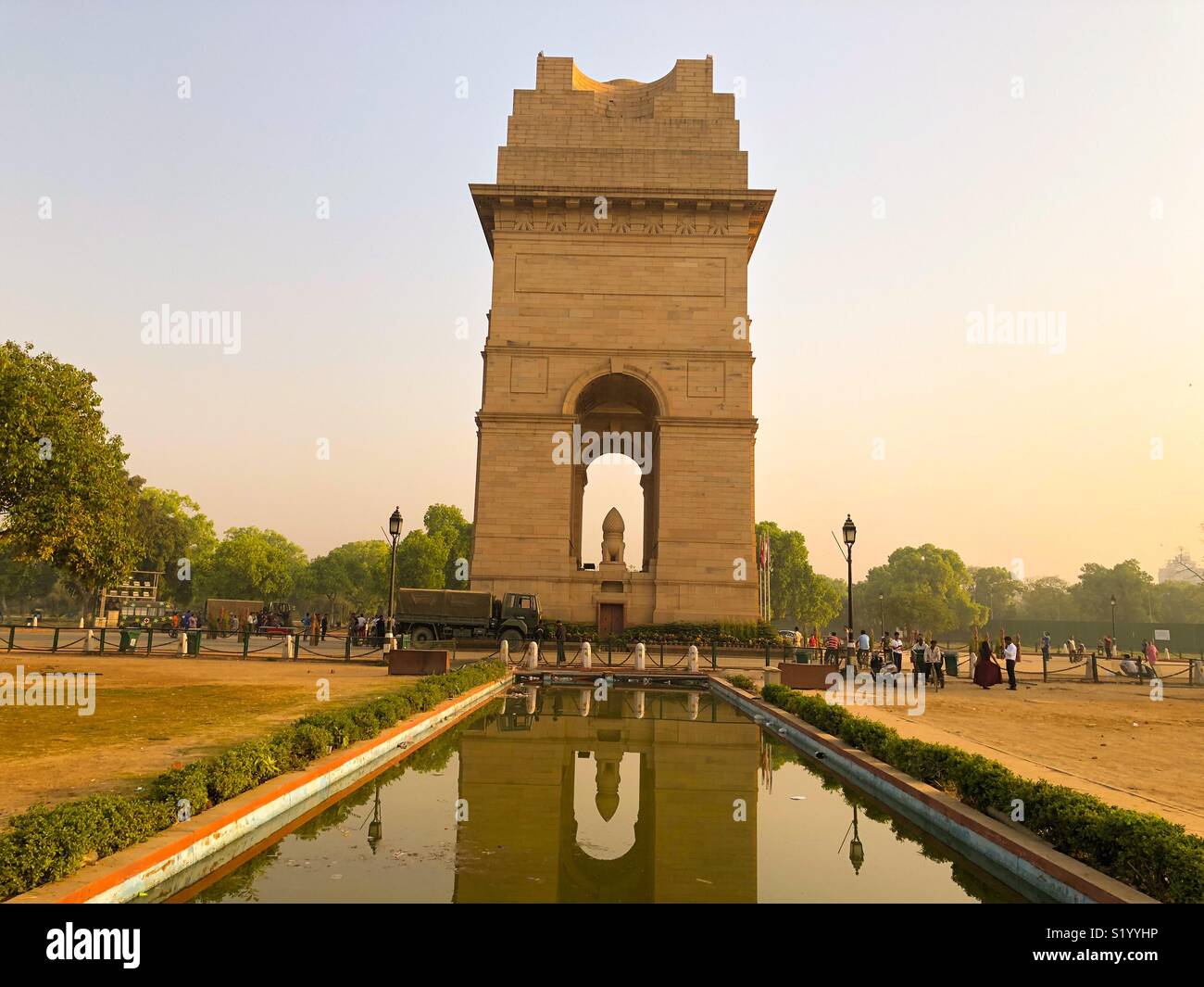 Landscape of India gate compound,New Delhi,India Stock Photo