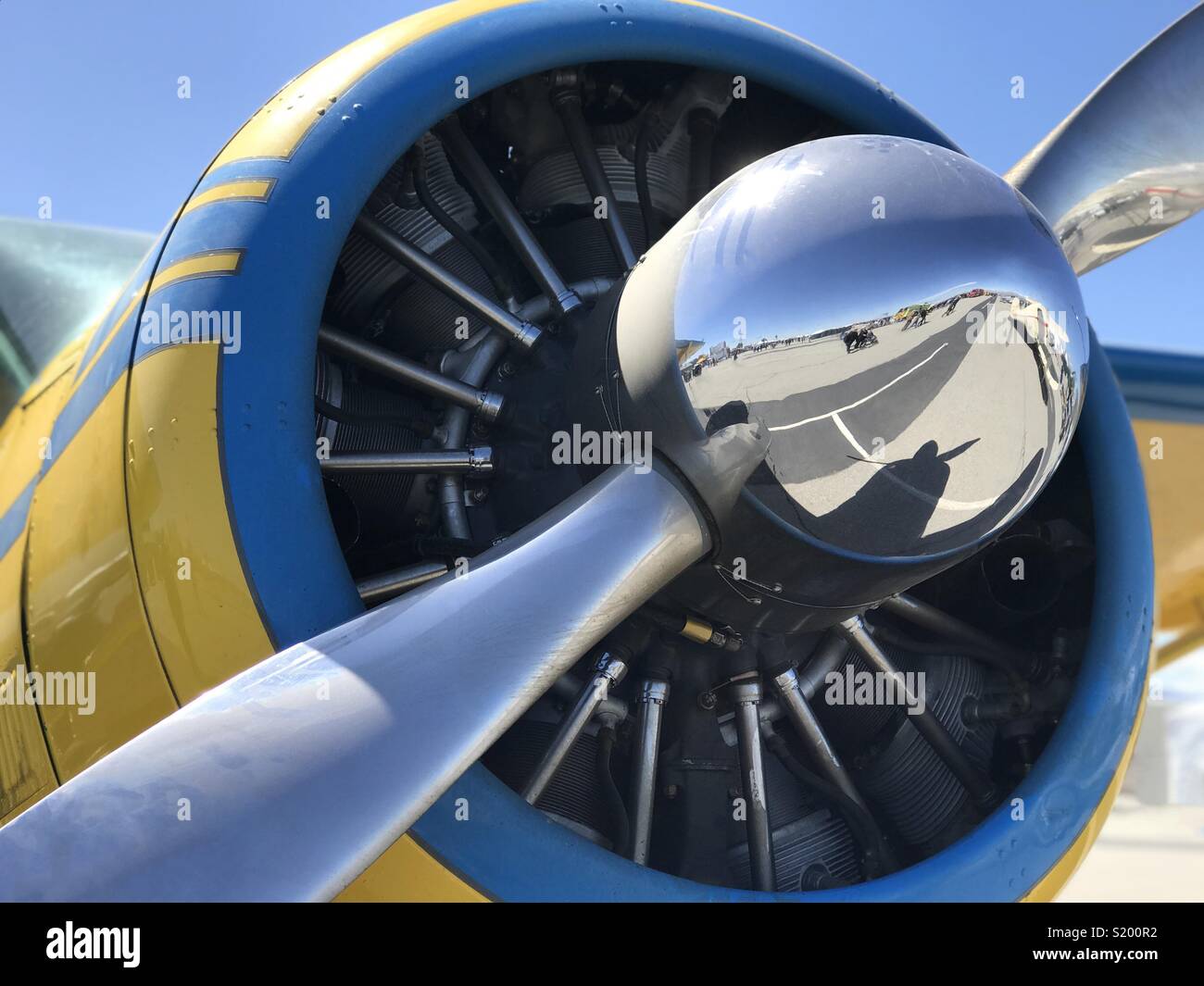 Radial engine and propeller of an old airplane closeup Stock Photo - Alamy