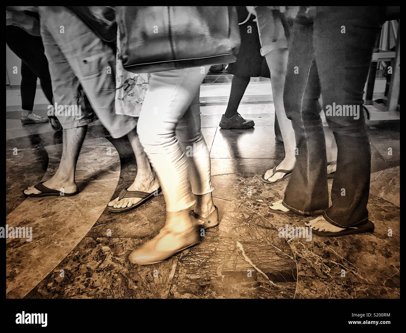 Shoppers in busy shopping mall. - Smartphone Captured Stock Image