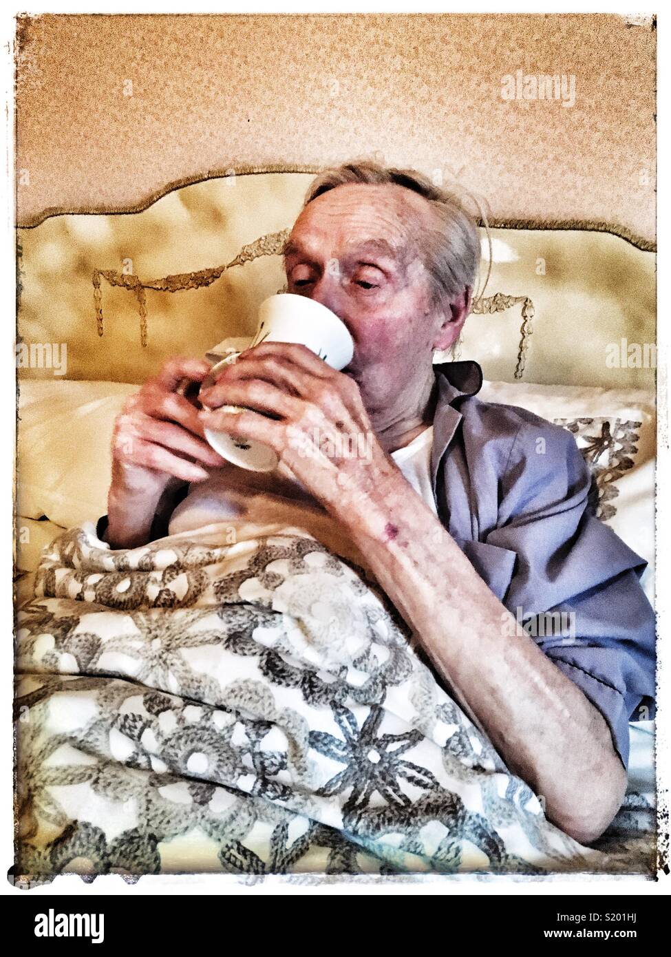 Tea in bed - Smartphone Captured Stock Image