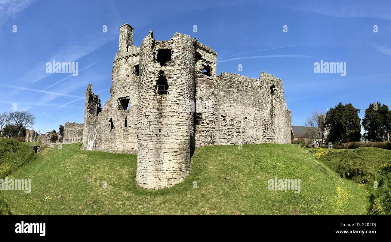 Panoramic view of Coity Castle in Bridgend, Wales - Smartphone Captured Stock Image