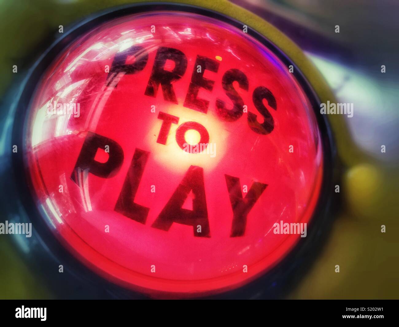 Play button on arcade game - Smartphone Captured Stock Image