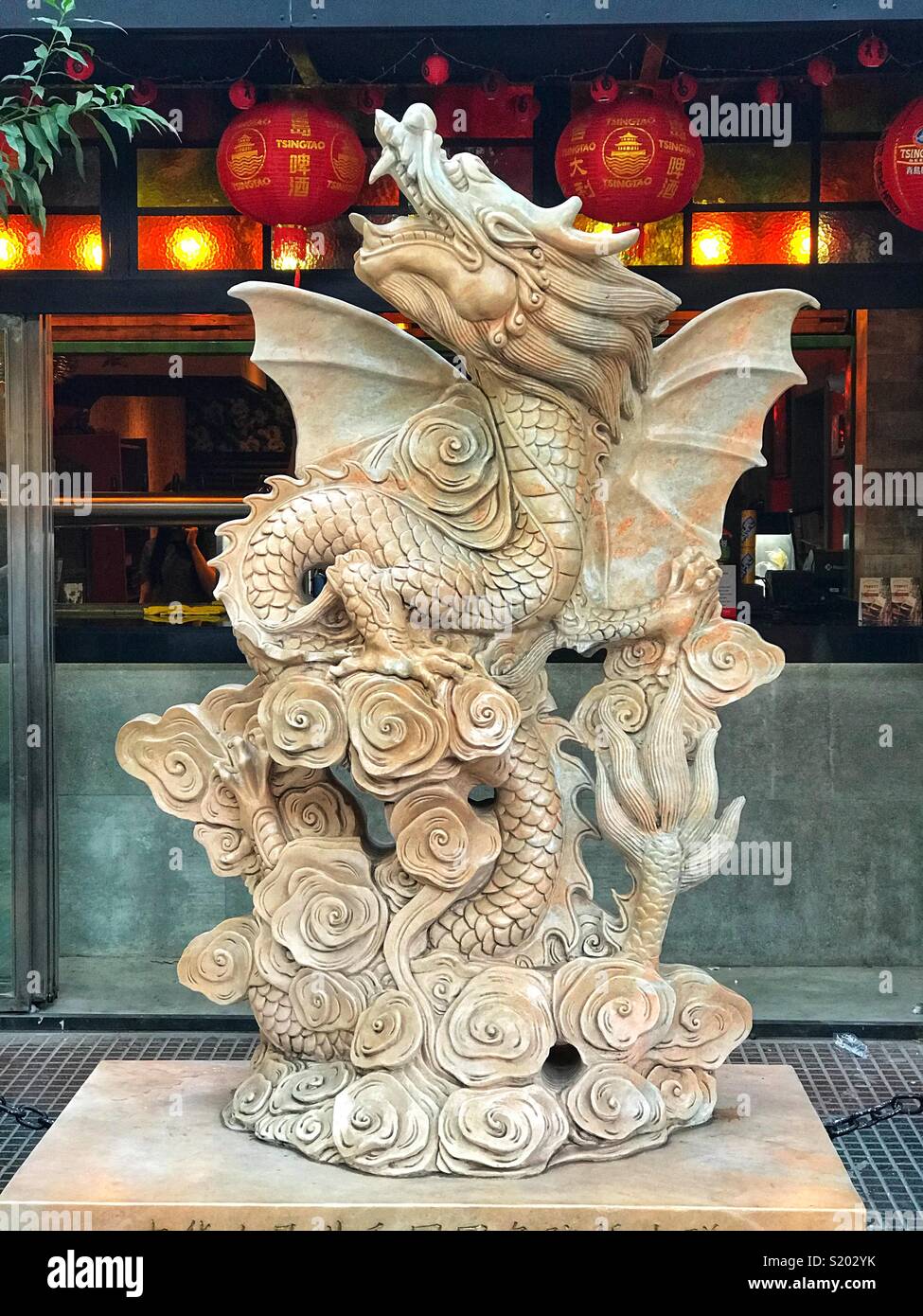 Dragon statue in Chinatown Buenos Aires - Smartphone Captured Stock Image