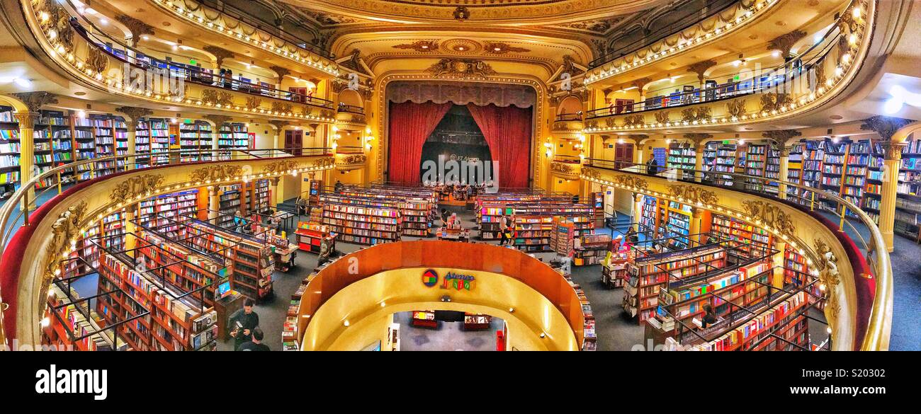 El Ateno Splendid bookshop in Buenos Aires - Smartphone Captured Stock Image