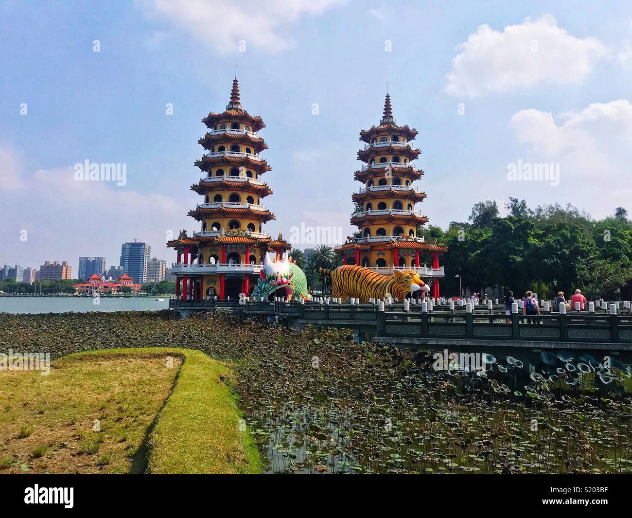 Kaohsiung Lotus pond Dragon and Tiger Pagodas - Smartphone Captured Stock Image