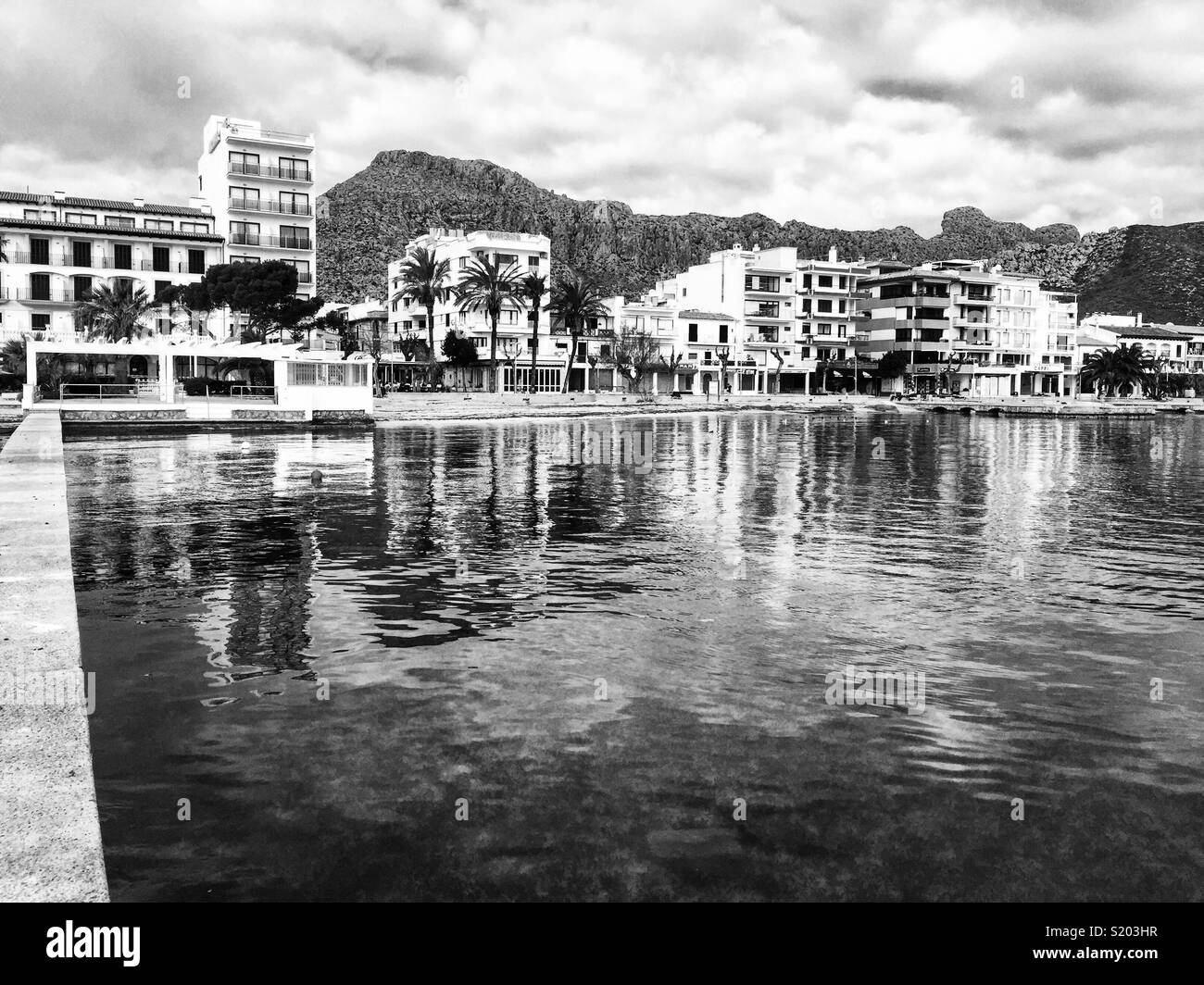 Vintage style Puerto Pollensa, Mallorca - Smartphone Captured Stock Image