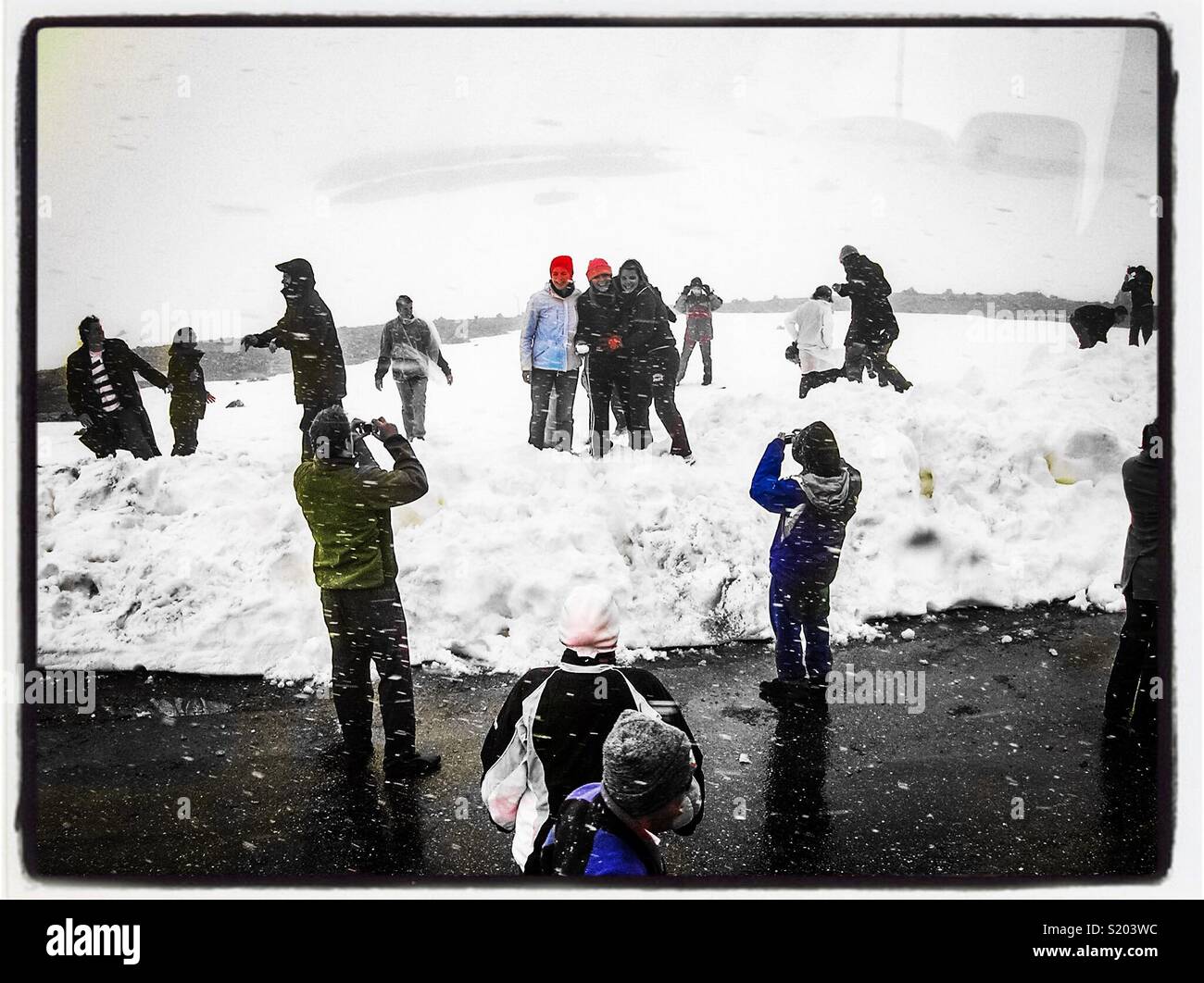 Australians in Norwegian snow - Smartphone Captured Stock Image