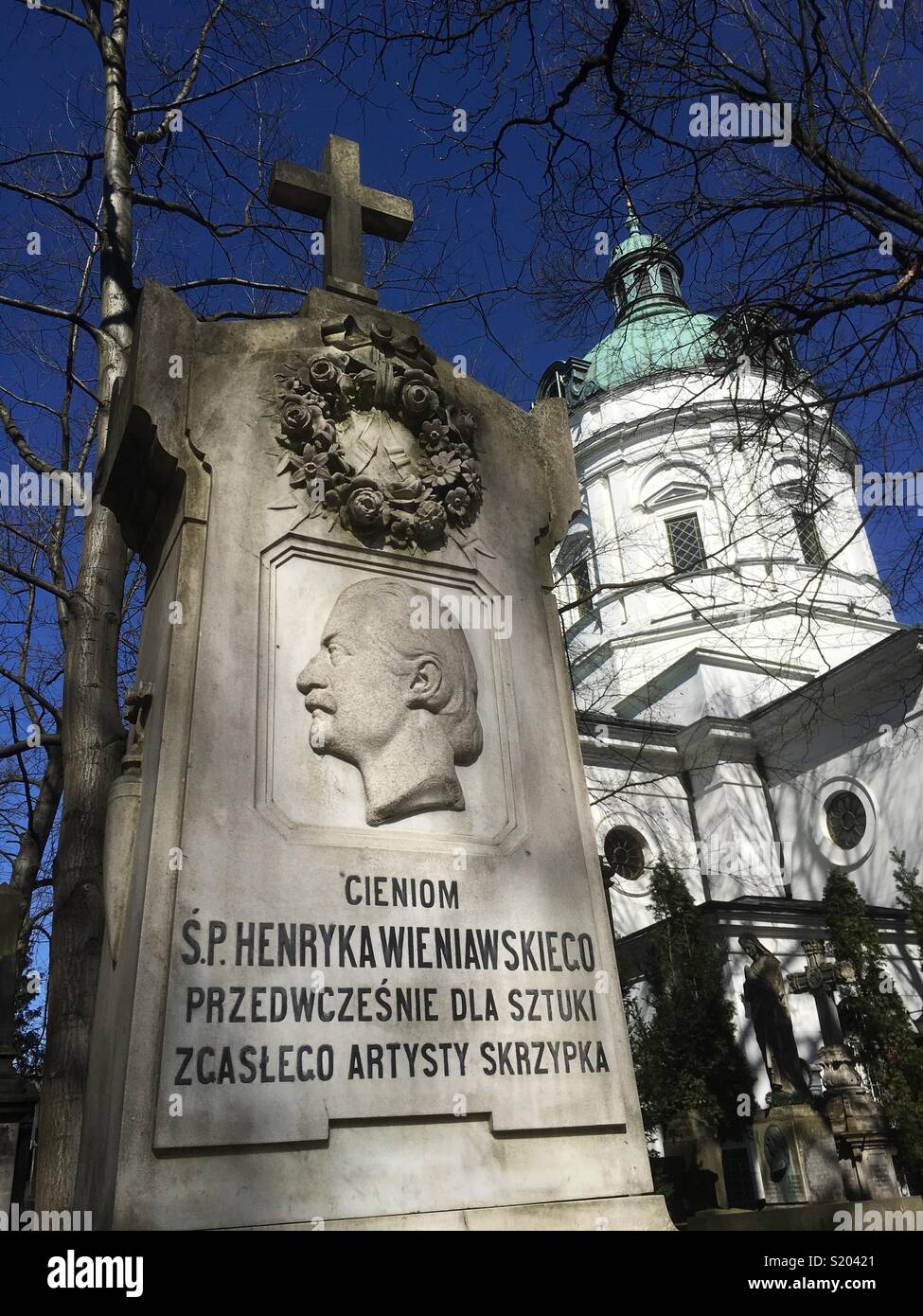 Warsaw Poland graves at the Powazki cemetery - Smartphone Captured Stock Image