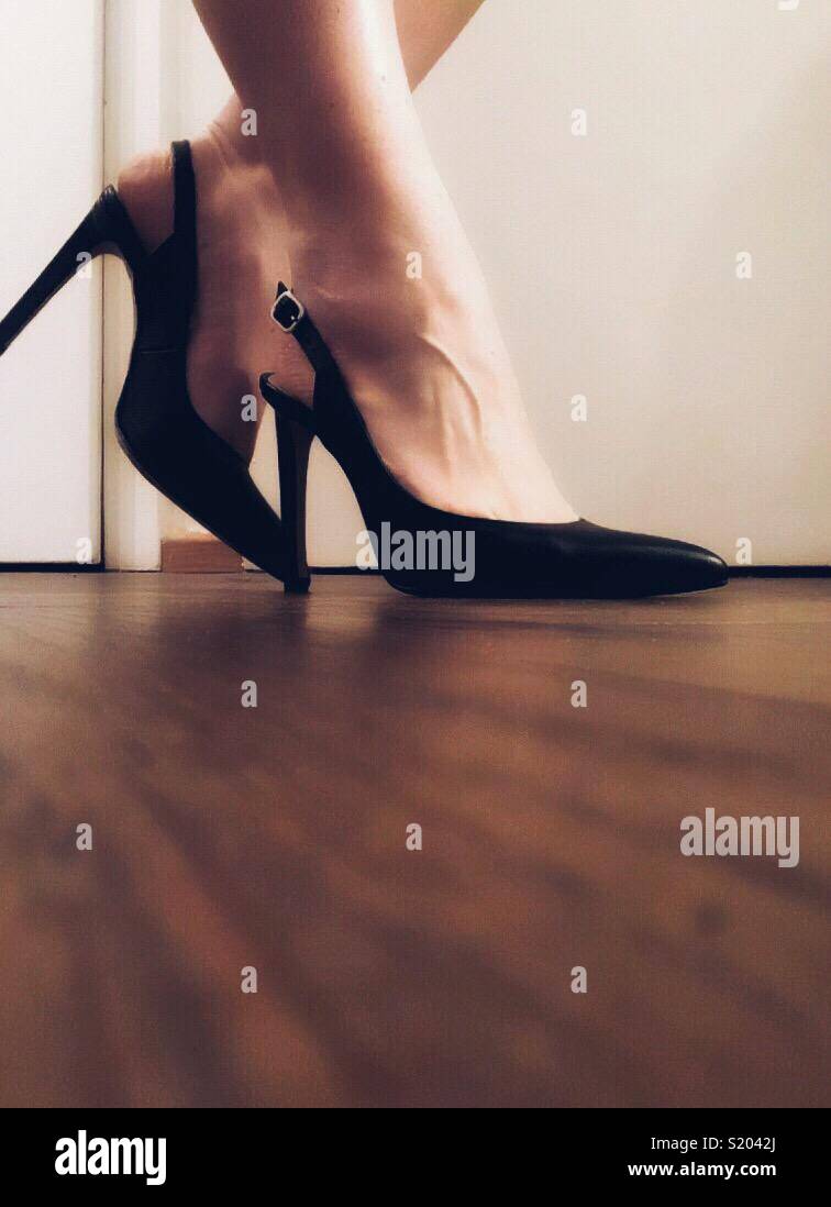 black slingback stiletto heels