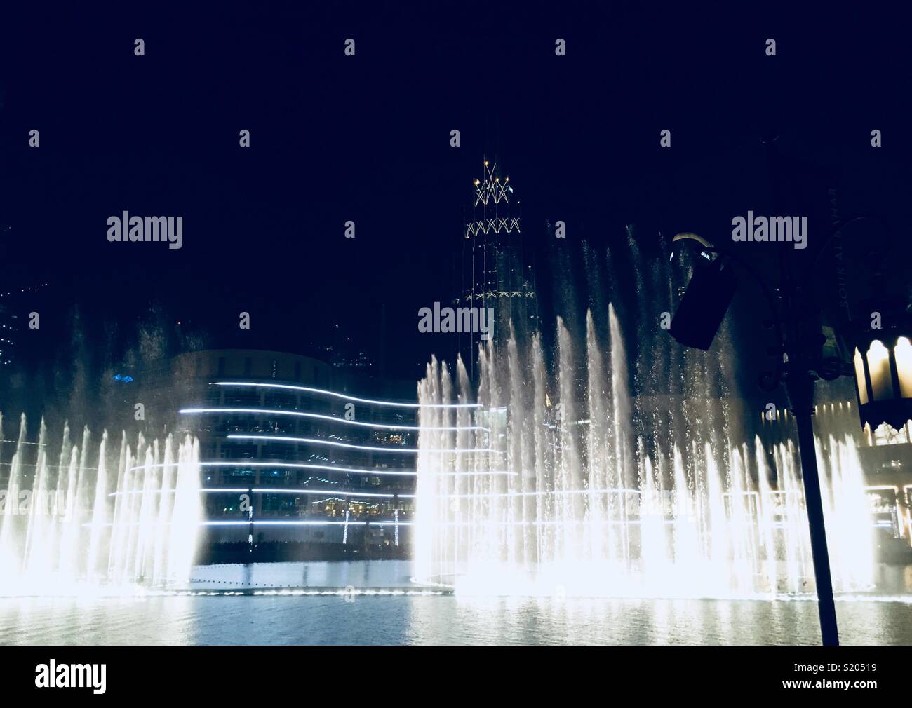 The Dubai Fountain, Burj Khalifa Lake, Dubai U.A.E. - Smartphone Captured Stock Image