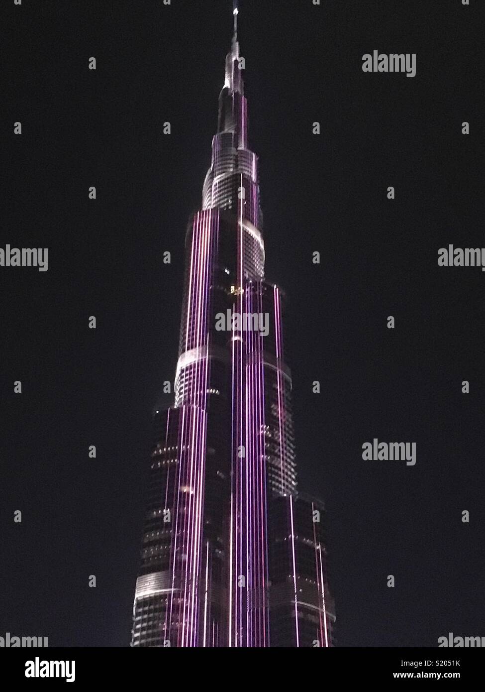 The Burj Khalifa light show in Dubai U.A.E. - Smartphone Captured Stock Image