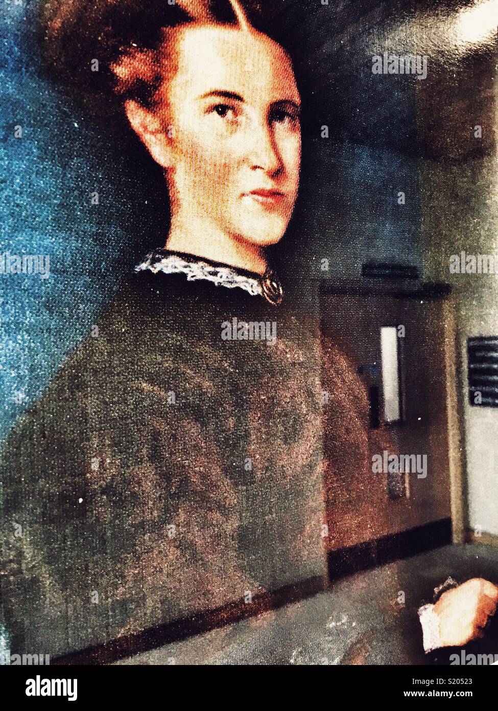 Painting of Elizabeth Garrett Anderson at a department of Ipswich hospital named after her. Garrett Anderson (1836-1917) was the first woman in Britain to qualify as a doctor. - Smartphone Captured Stock Image