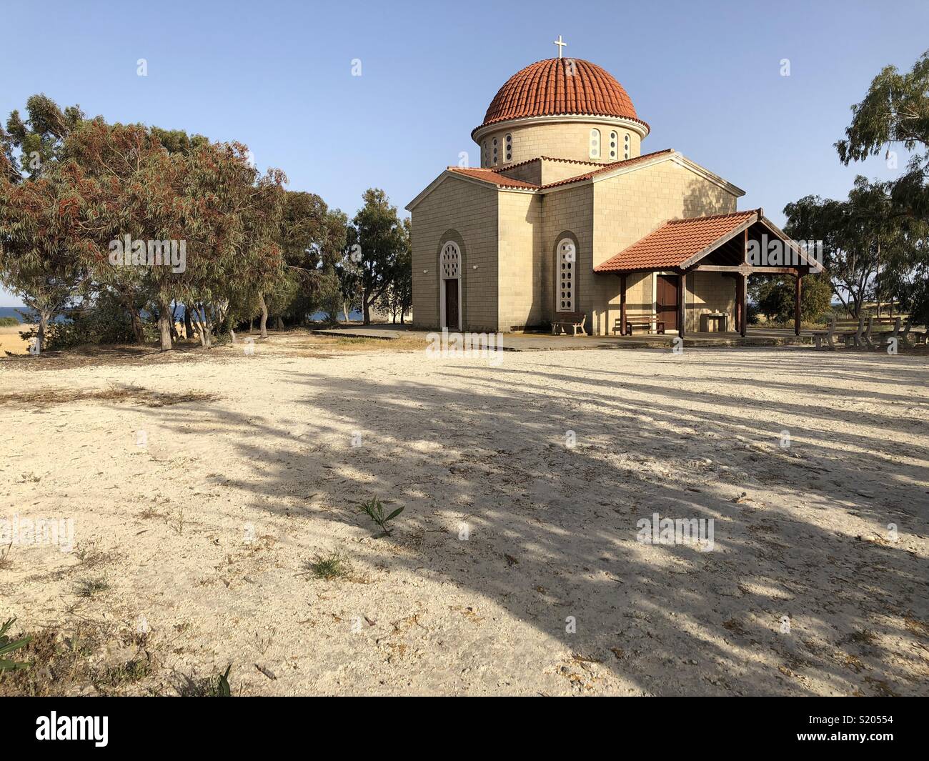 Greek Orthodox Church in sunshine on Cyprus - Smartphone Captured Stock Image