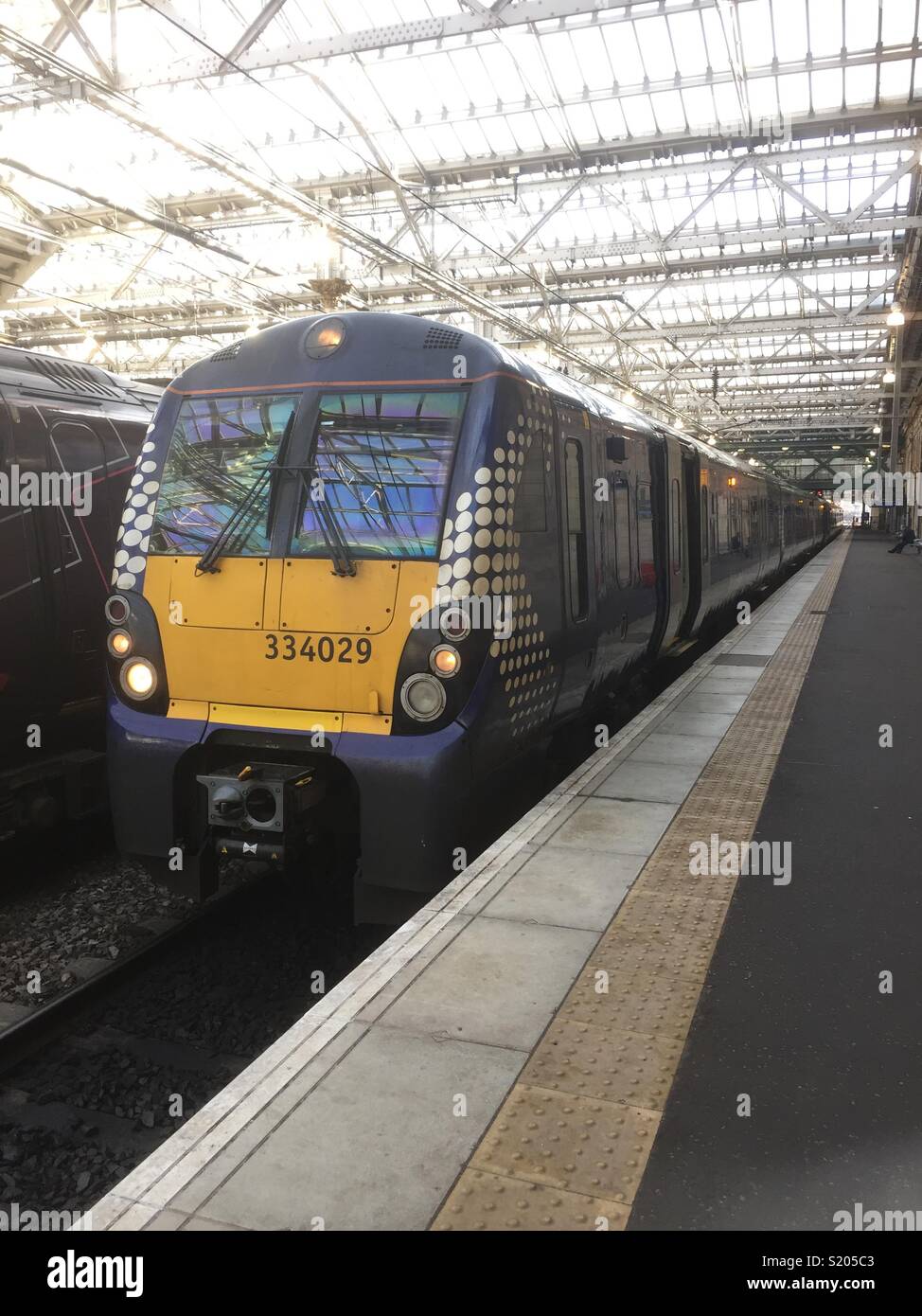 Scotrail Class 334 Electric Multiple Unit at Edinburgh Waverley Station. - Smartphone Captured Stock Image