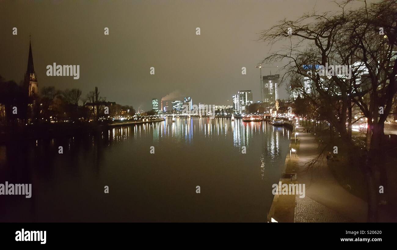 Frankfurt by night. Germany Stock Photo