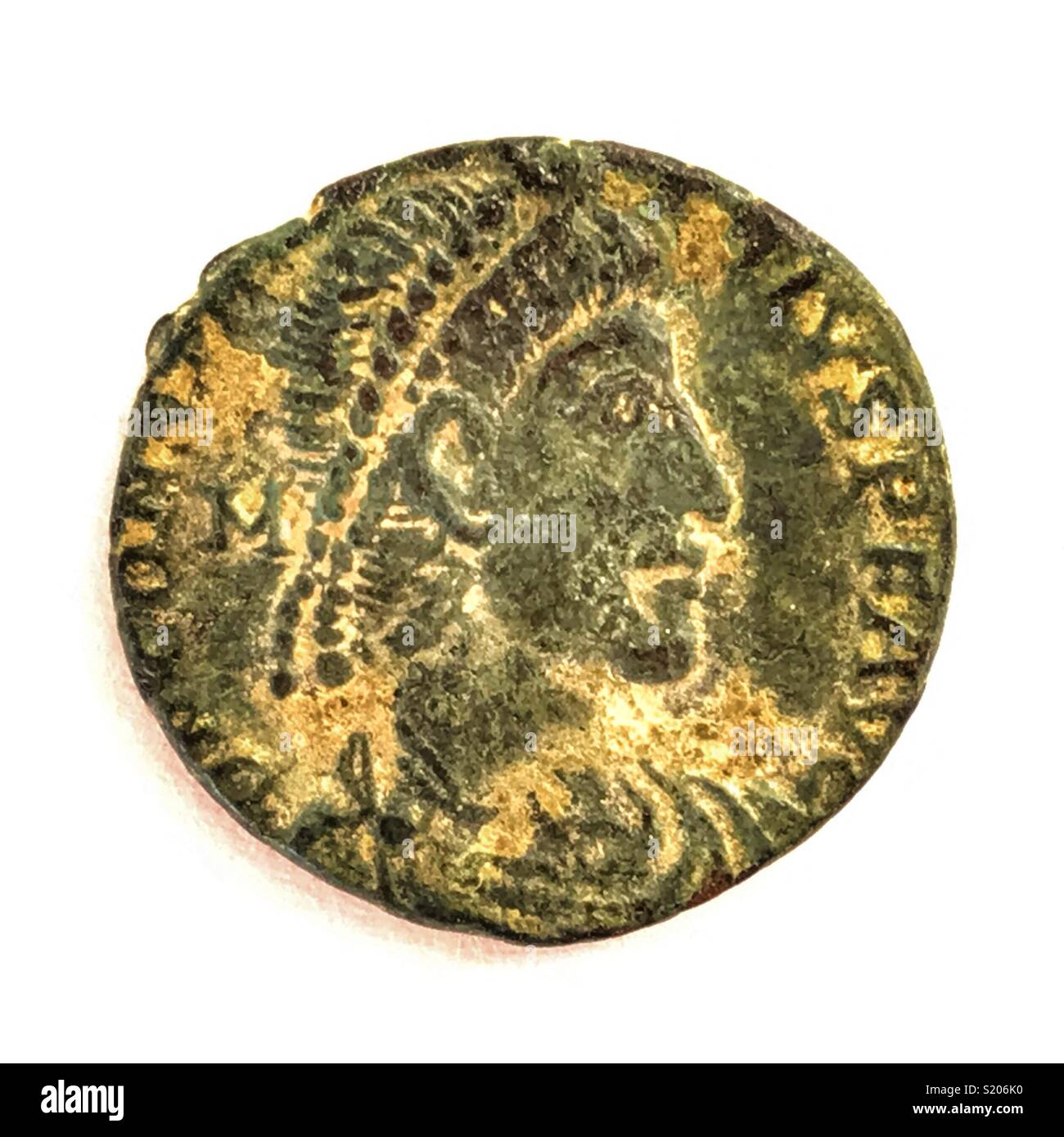 Roman coin,bust of the Emperor, facing right Stock Photo Alamy