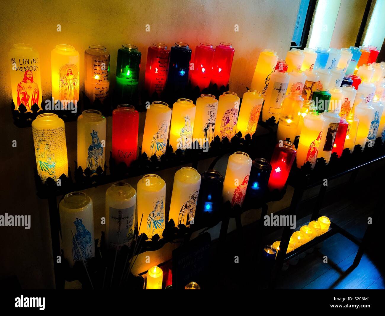 Prayer candles burning Stock Photo Alamy