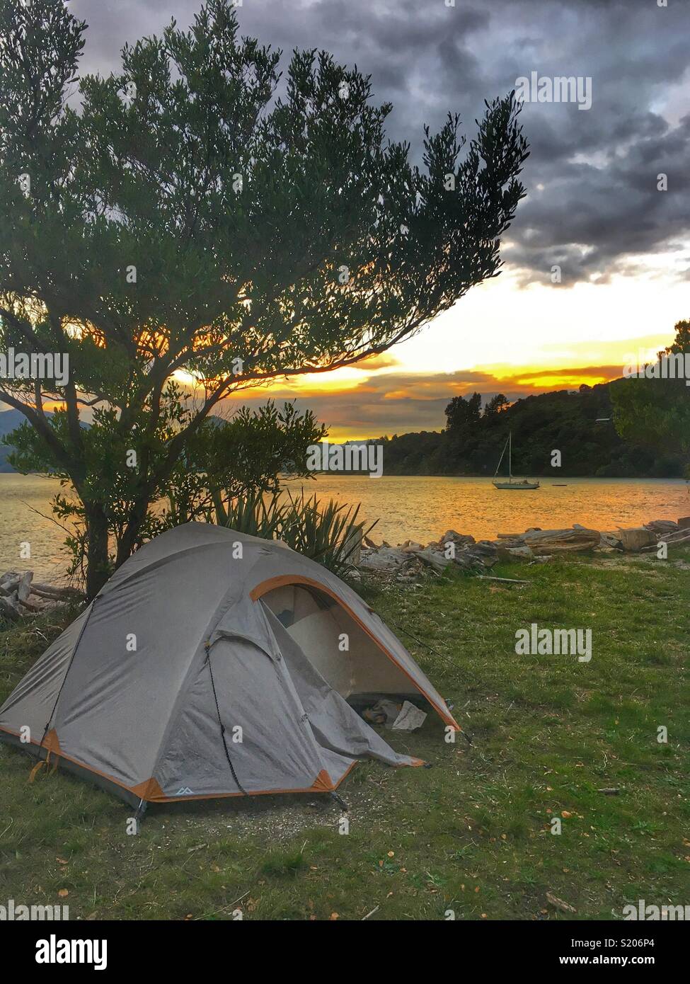 Sunset at Moutapu Bay in Queen Charlotte Bay South Island New Zealand