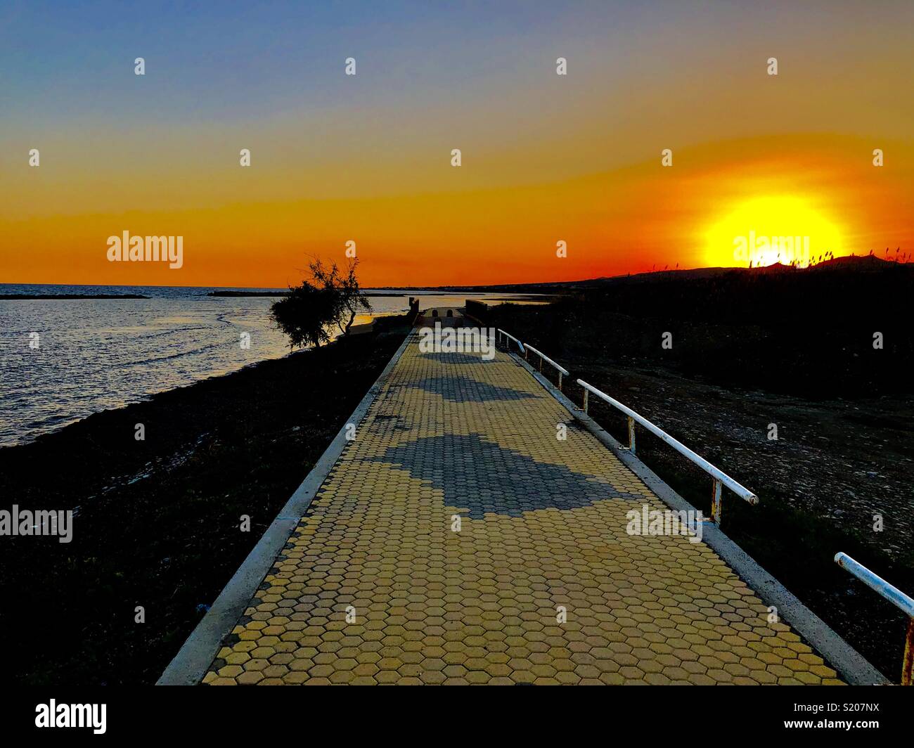 Sunset on secret paradise beach on Cyprus - Smartphone Captured Stock Image