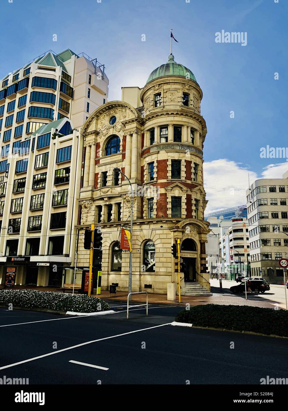 Public Trust Building, Lambton Quay, Wellington, New Zealand Stock Photo