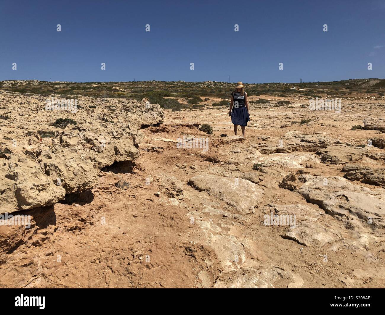 Walking on rocks of Capo Greko on Cyprus - Smartphone Captured Stock Image