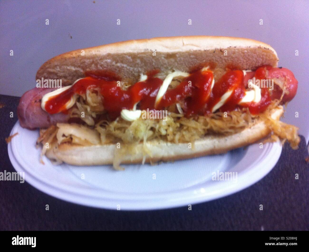 Hot dog with sauerkraut Stock Photo Alamy